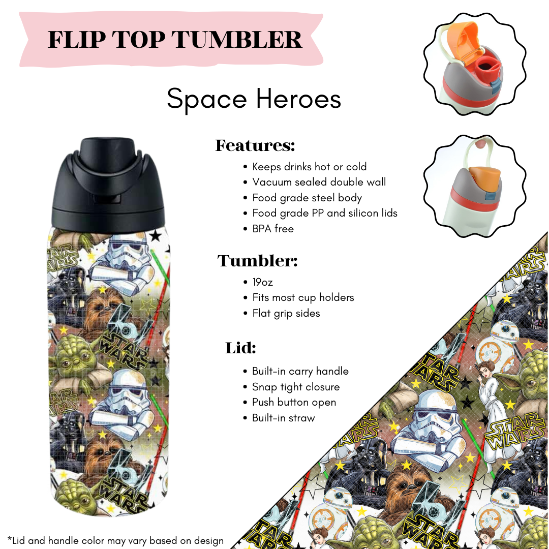 Preorder! Closes 3/20. ETA June. Space Heroes Flip Top Tumbler