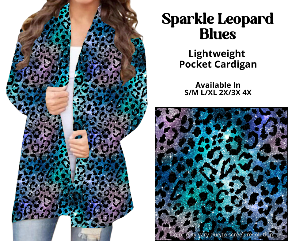 Preorder! Closes 3/26. ETA June. Sparkle Leopard Blues Pocket Cardigan