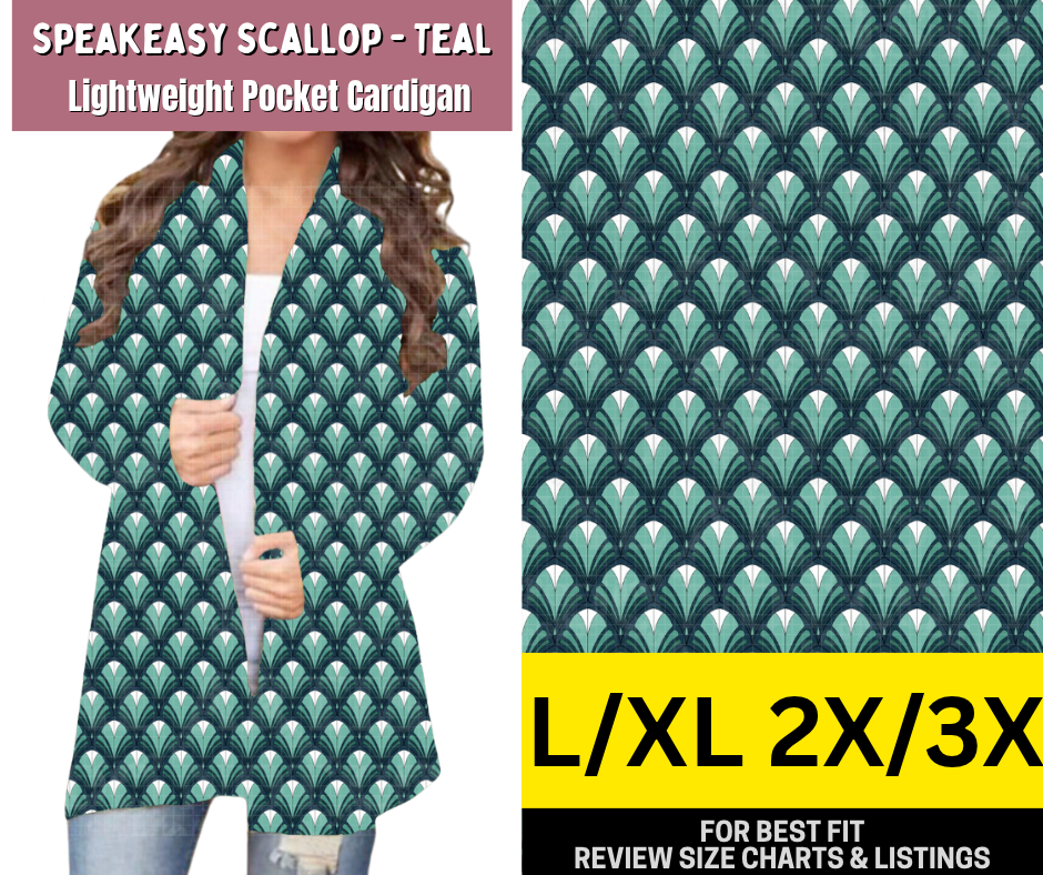 Speakeasy Scallop - Teal Pocket Cardigan