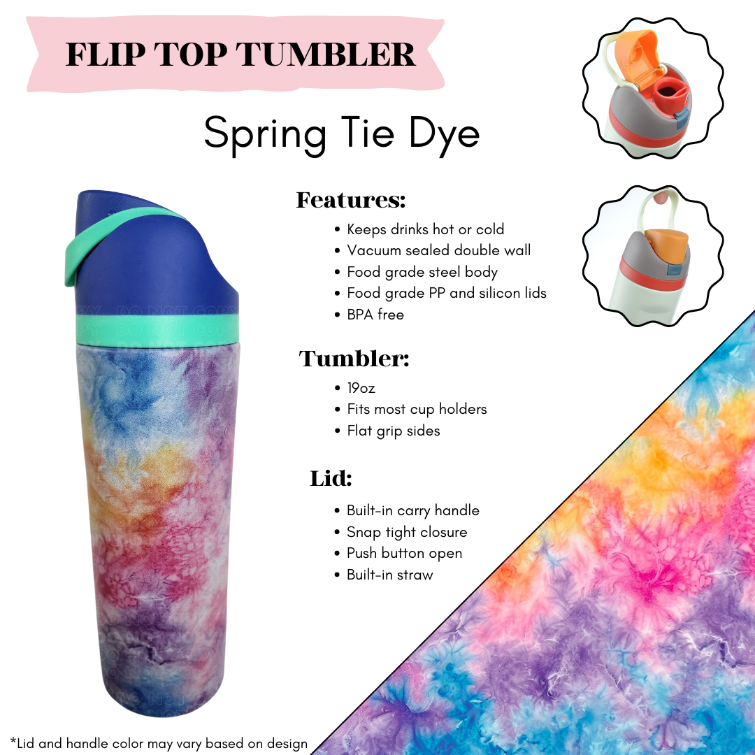 Spring Tie Dye Flip Top Tumbler