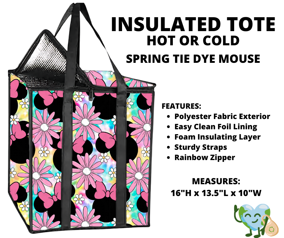 Spring Tie Dye Mouse Insulated Tote