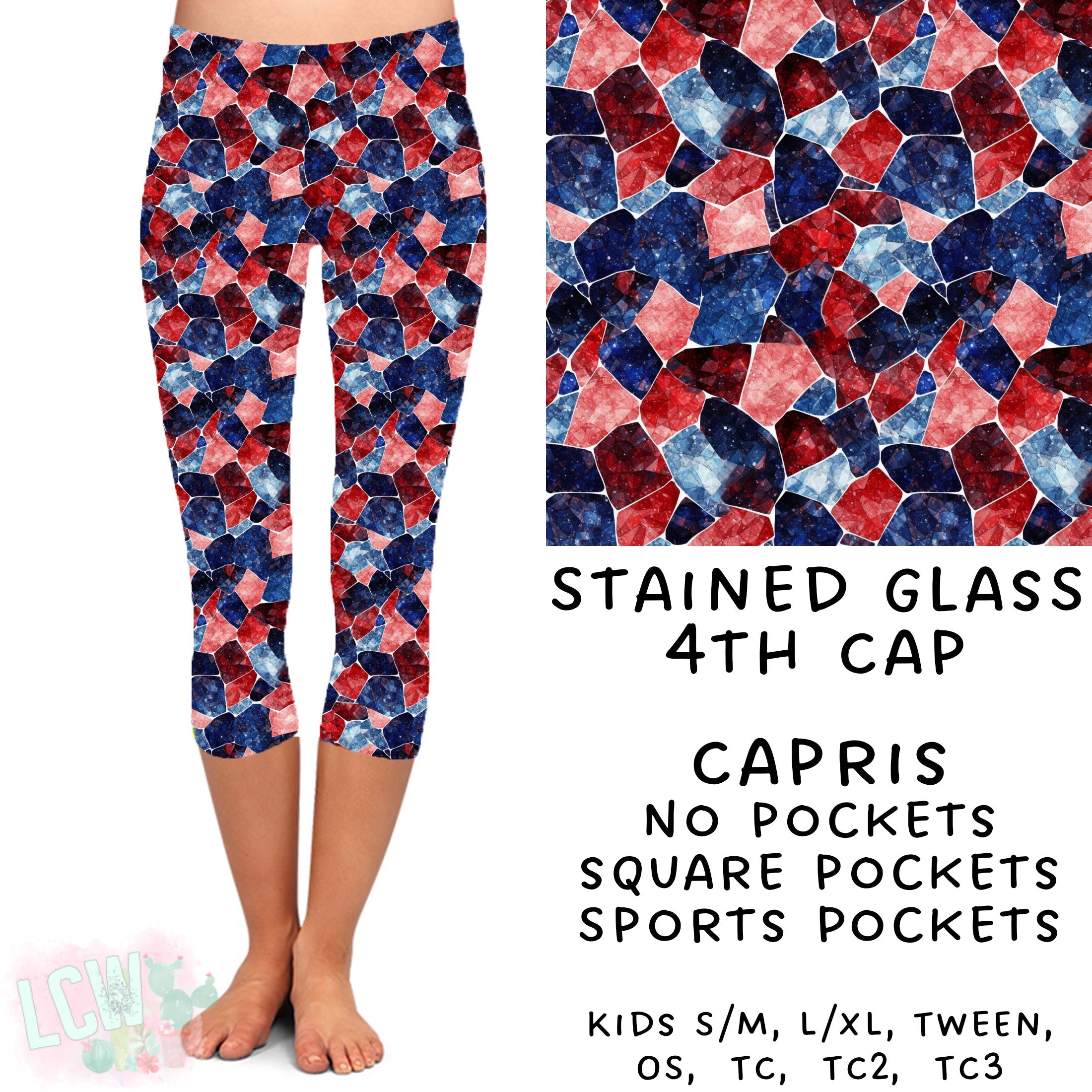 Ready To Ship - Stained Glass 4th Capris