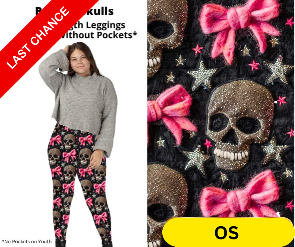 Bows & Skulls Full Length Leggings w/ Pockets