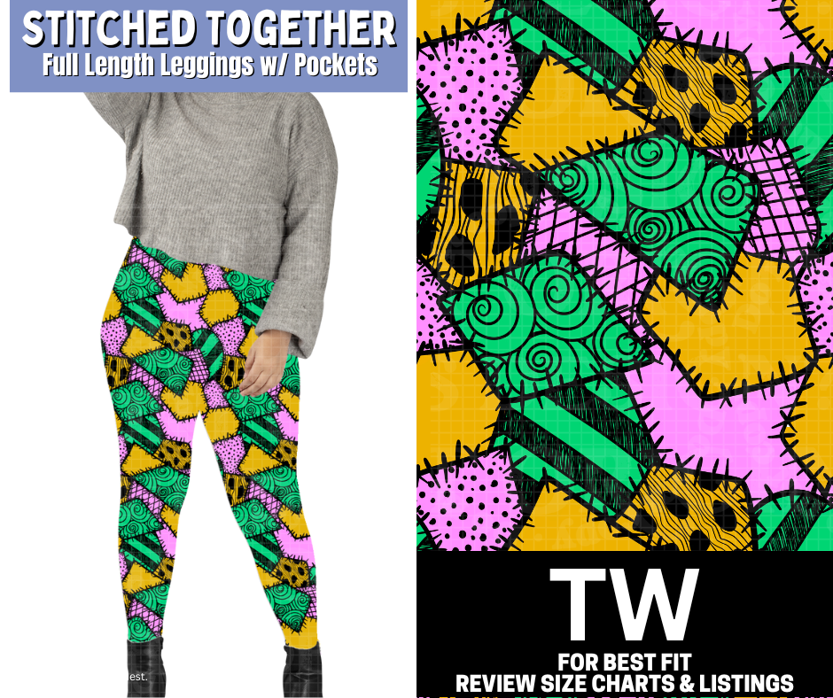 Stitched Together Full Length Leggings w/ Pockets