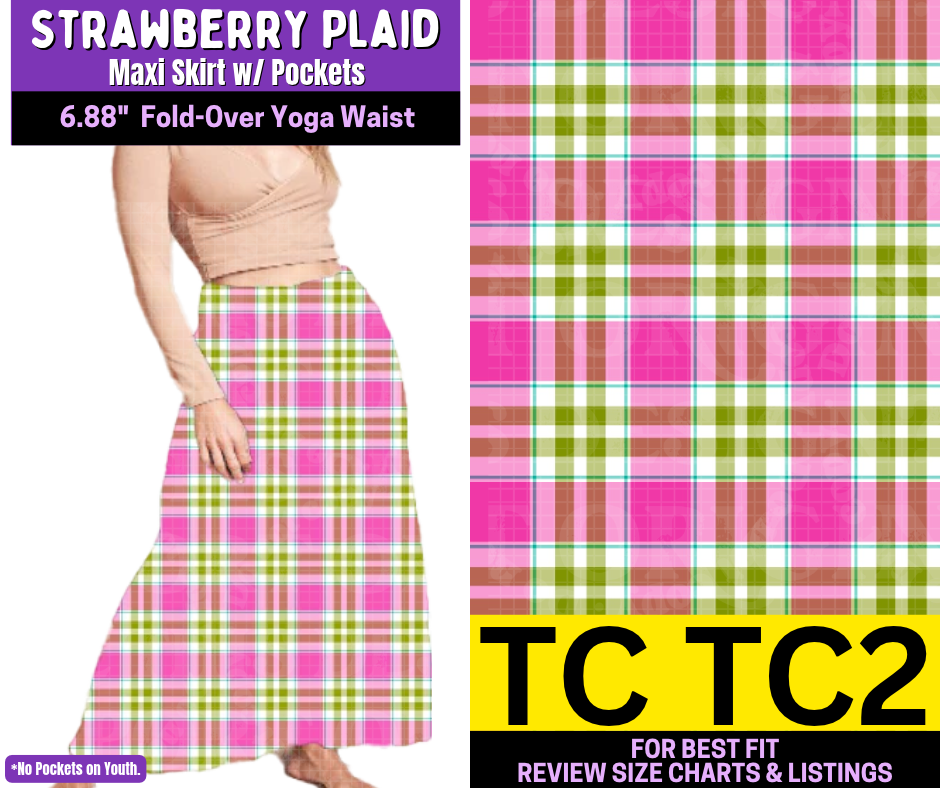 Strawberry Plaid Maxi Skirt