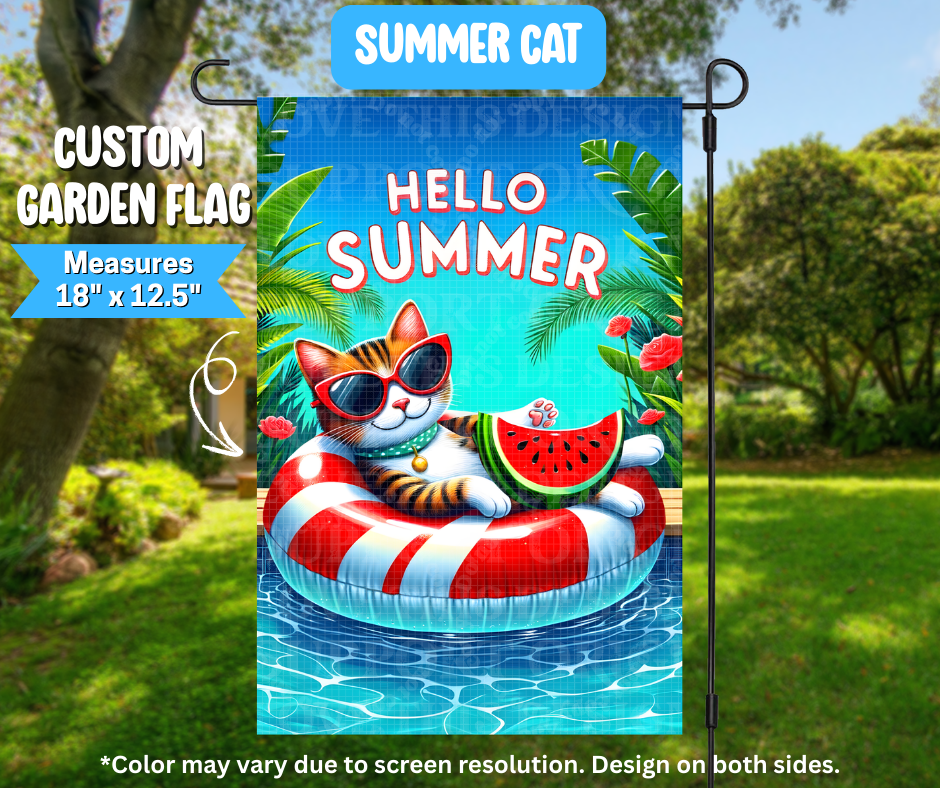 Summer Cat Garden Flag