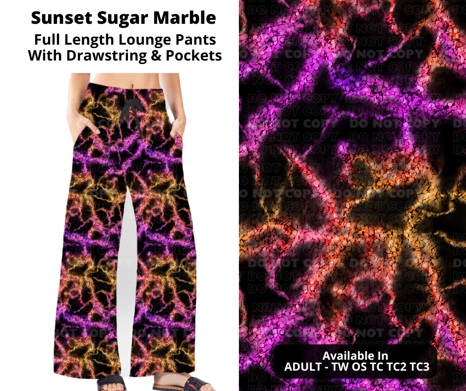 Preorder! Closes 12/2. ETA Feb. Sunset Sugar Marble Full Length Lounge Pants