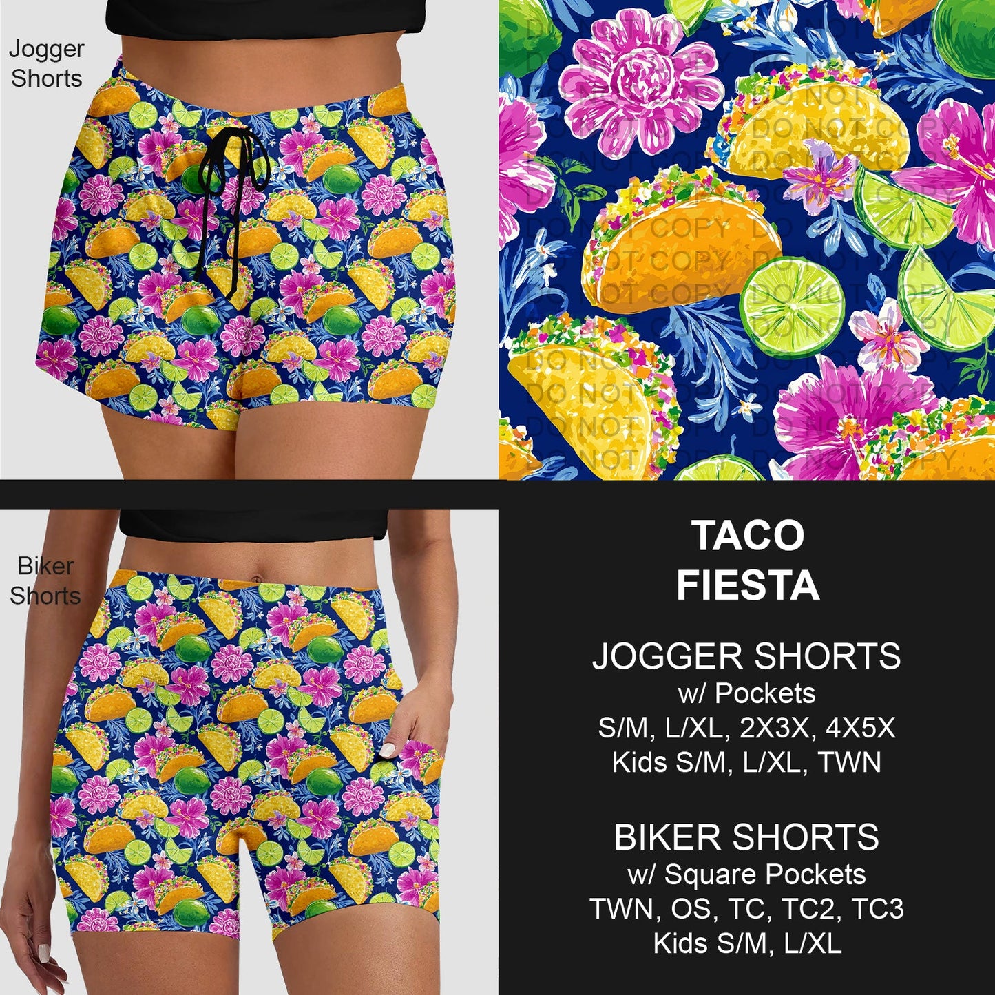 B281 - Preorder Taco Fiesta Jogger/Biker Shorts (Closes 3/25. ETA: early June)