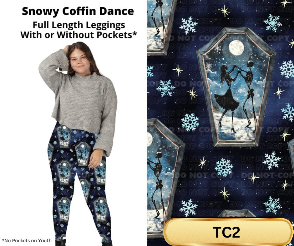 Snowy Coffin Dance Full Length Leggings w/ Pockets