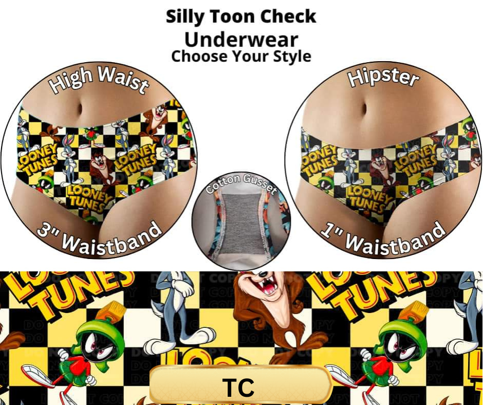 Silly Toon Check High Waist Underwear