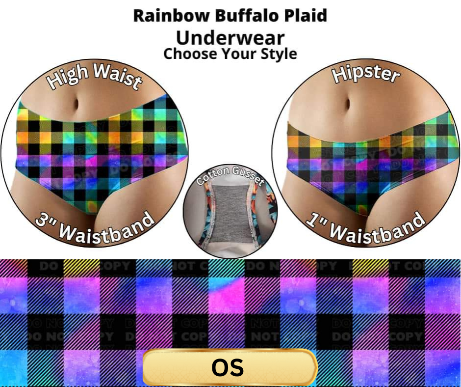 Rainbow Buffalo Plaid Hipster Underwear