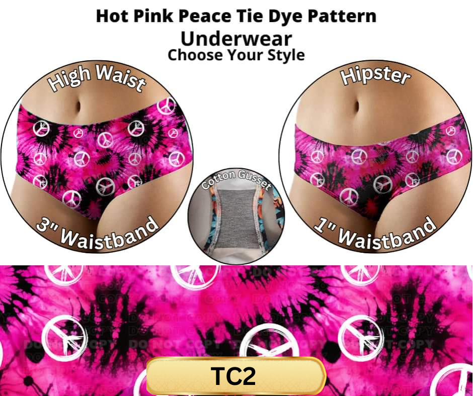 Hot Pink Peace Tie Dye High Waist Underwear