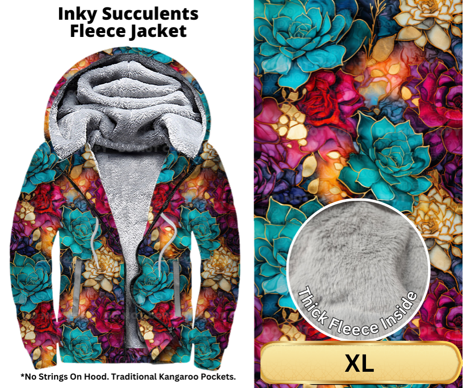 Inky Succulents Fleece Jackets