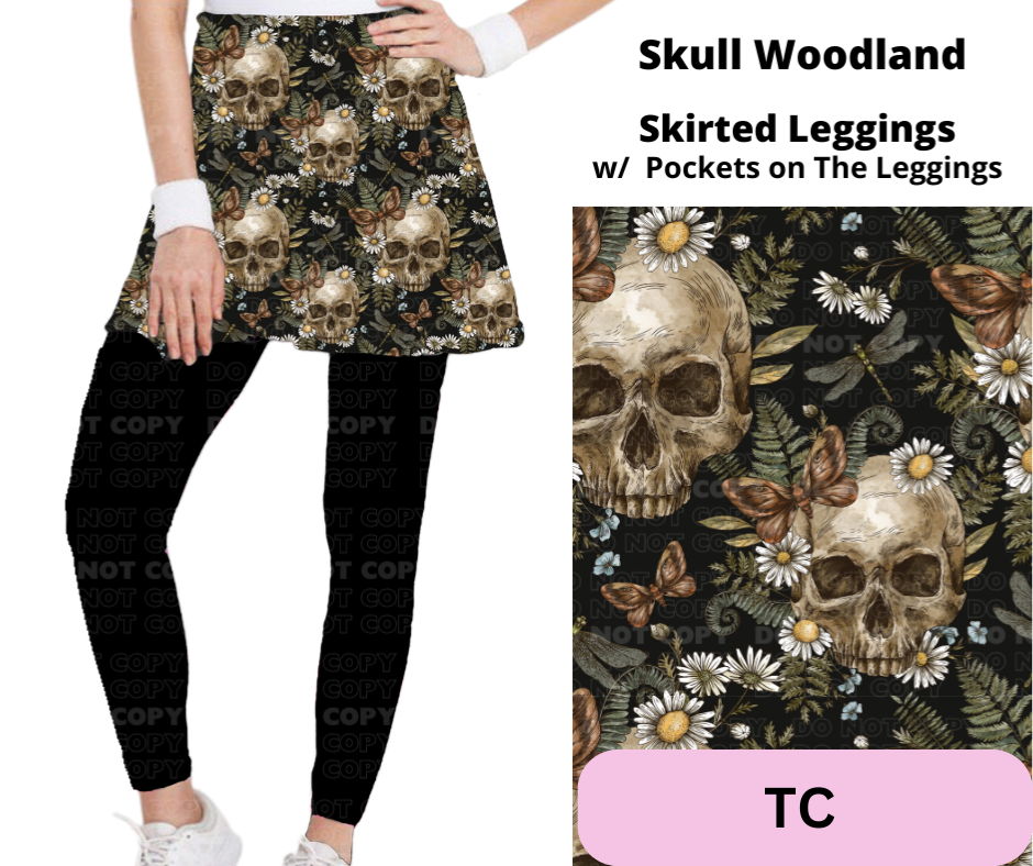 Skull Woodland Skirted Full Length Leggings w/ Pockets