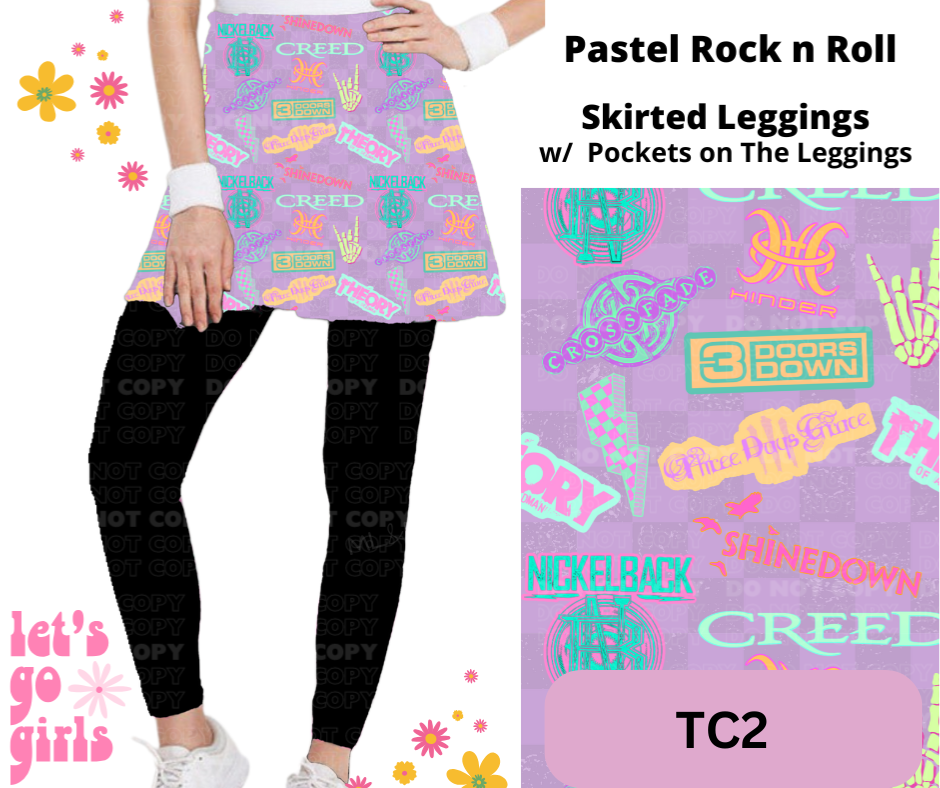 Pastel Rock n Roll Skirted Full Length Leggings w/ Pockets