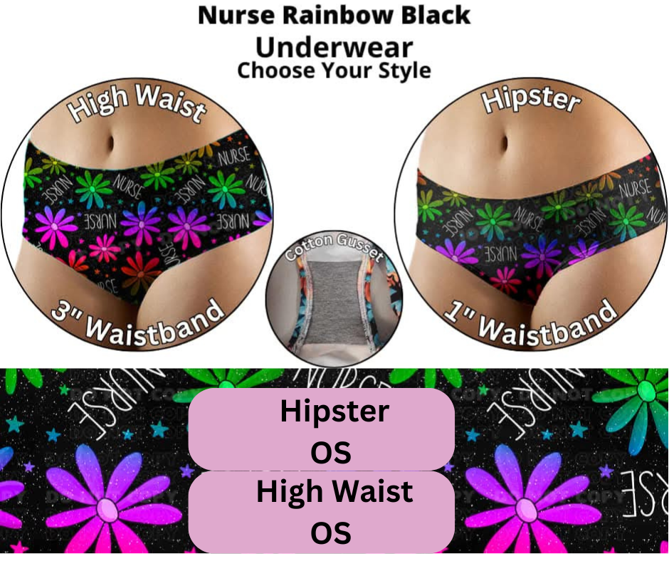 Nurse Rainbow Black Waist Underwear