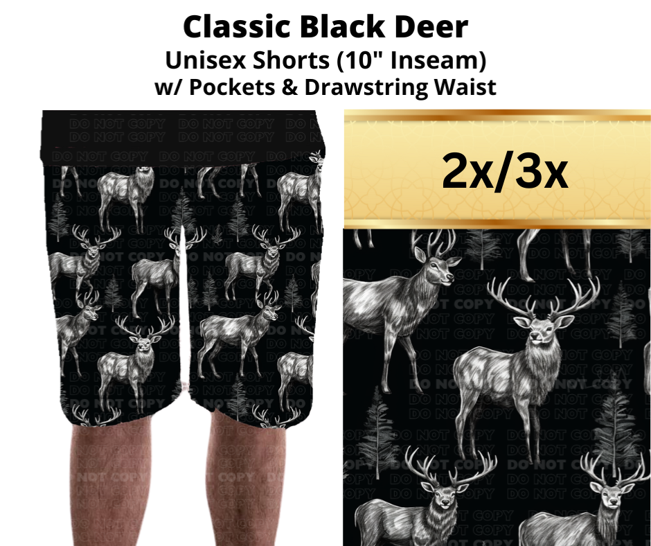 Classic Black Deer Unisex Shorts