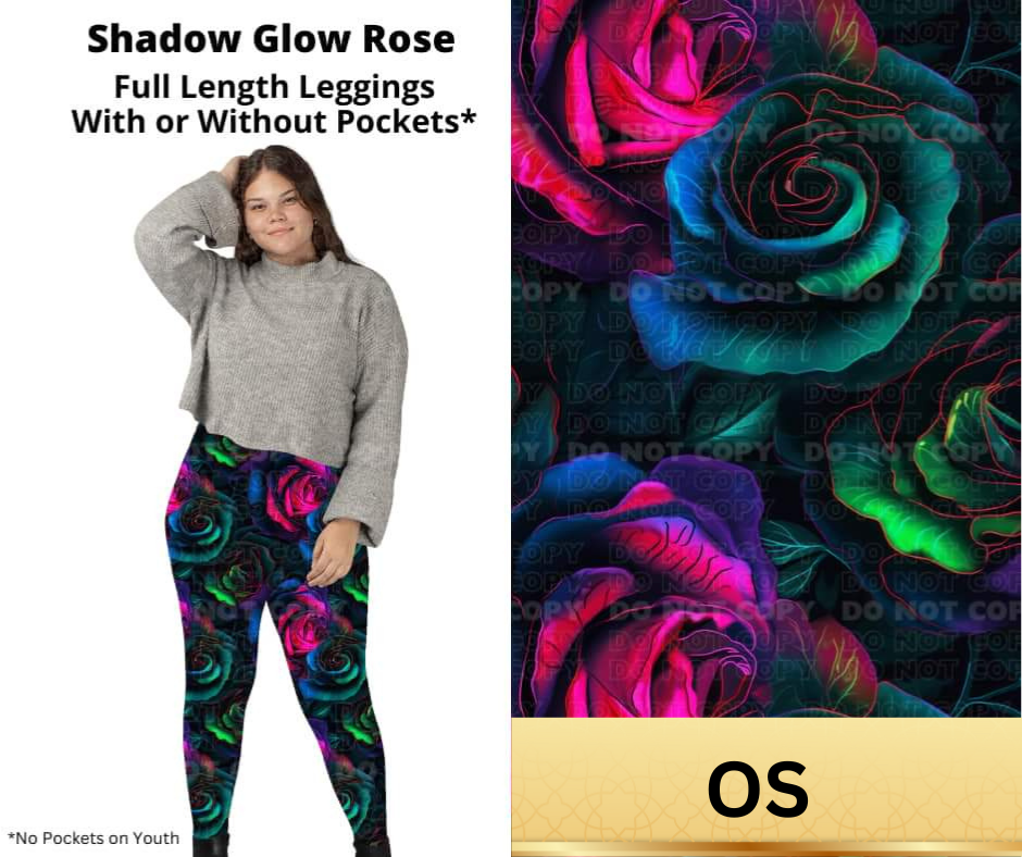 Shadow Glow Rose Full Length Leggings w/ Pockets