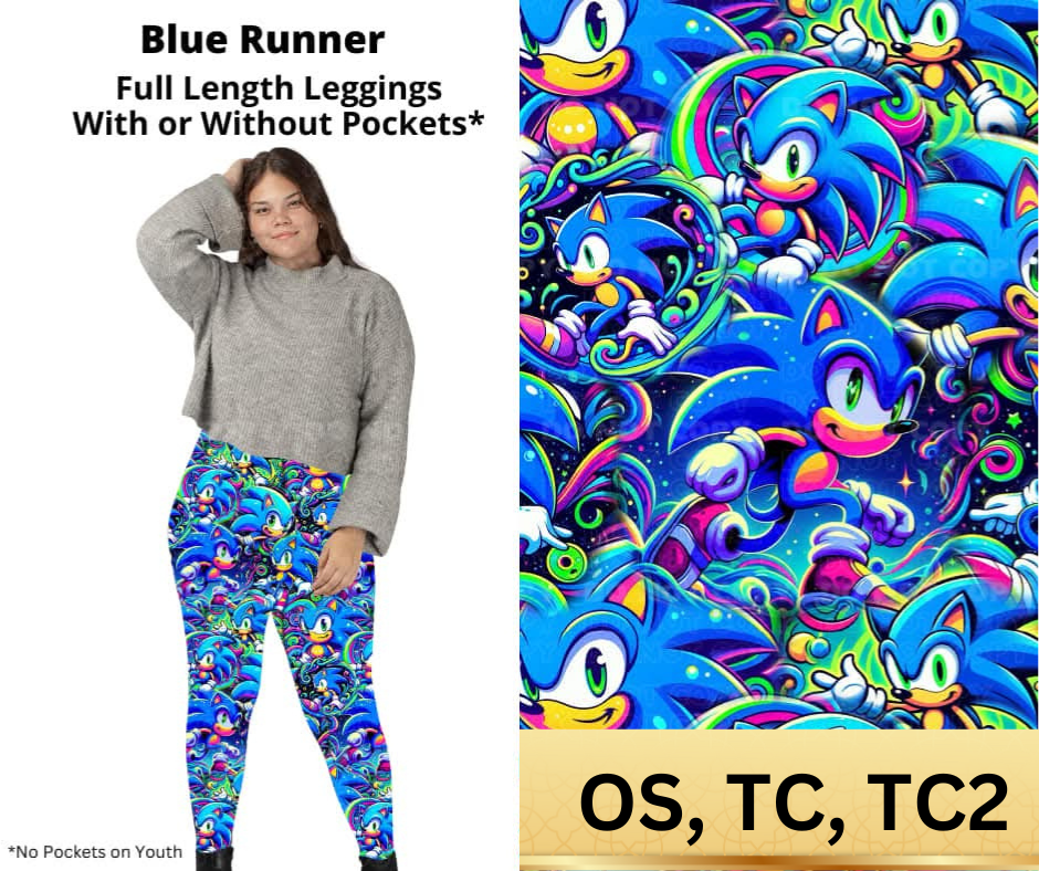 Blue Runner Full Length Leggings w/ Pockets