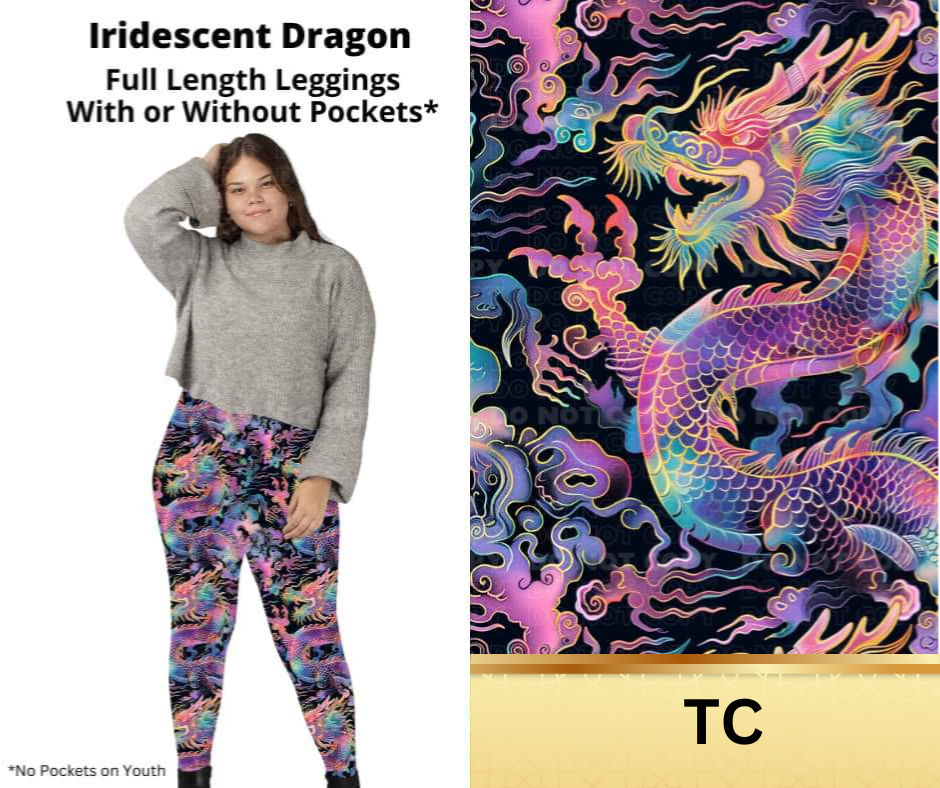 Iridescent Dragon Full Length Leggings w/ Pockets