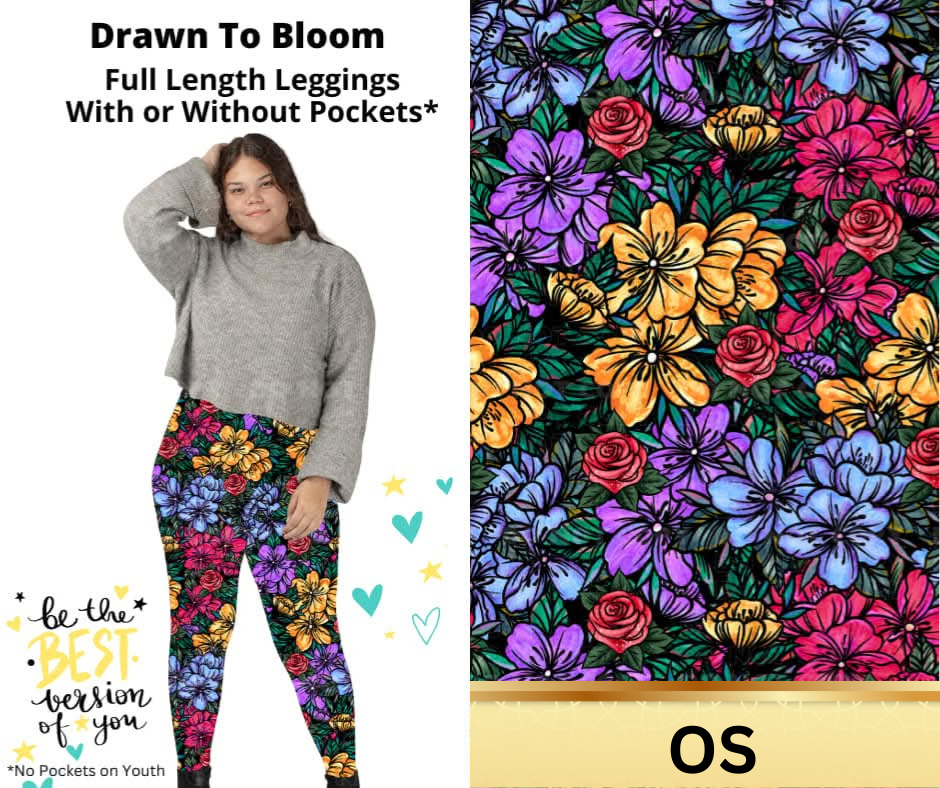 Drawn To Bloom Full Length Leggings w/ Pockets