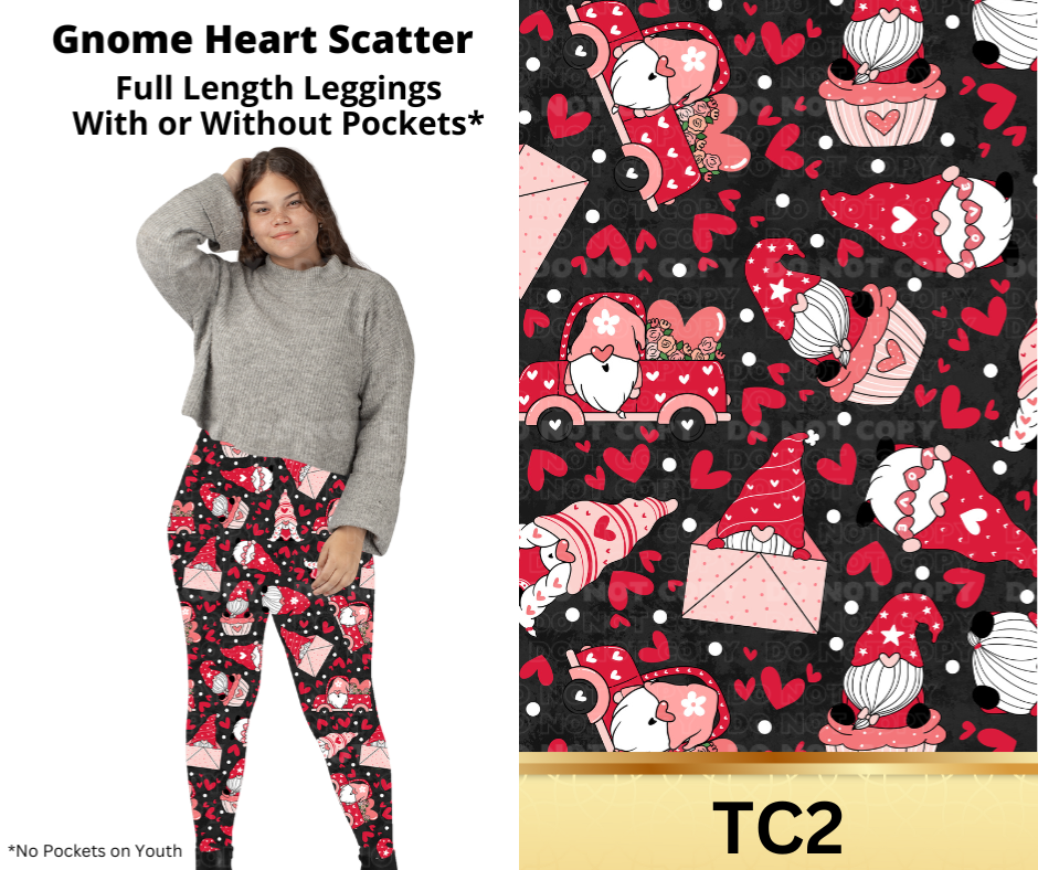 Gnome Heart Scatter Full Length Leggings w/ Pockets