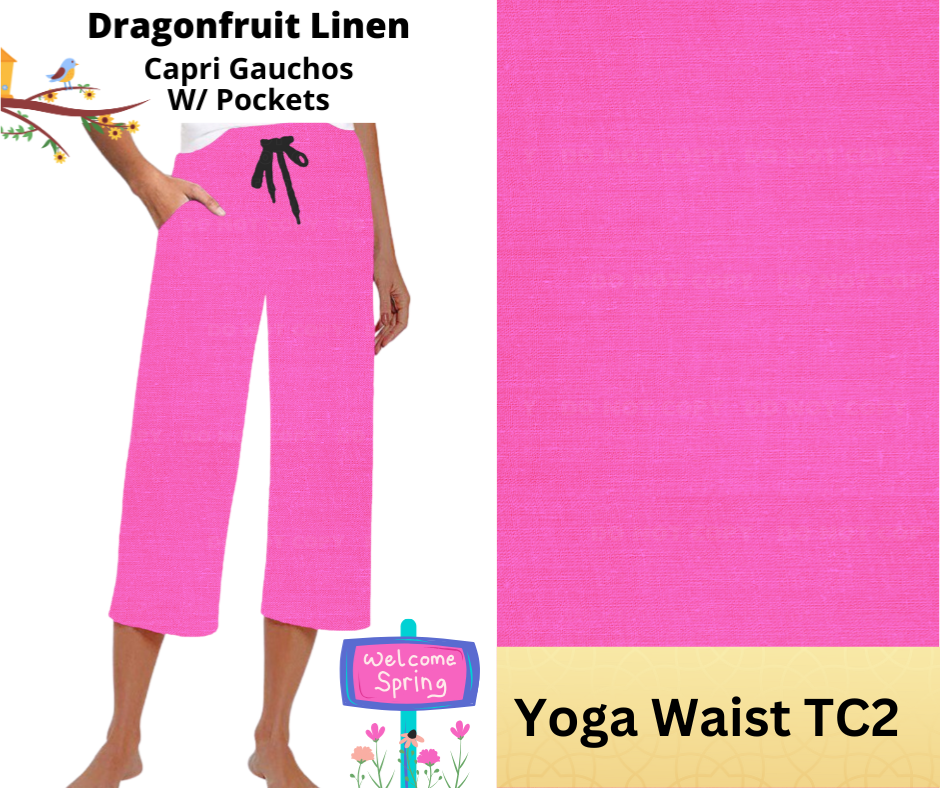 Dragonfruit Linen Capri Gauchos