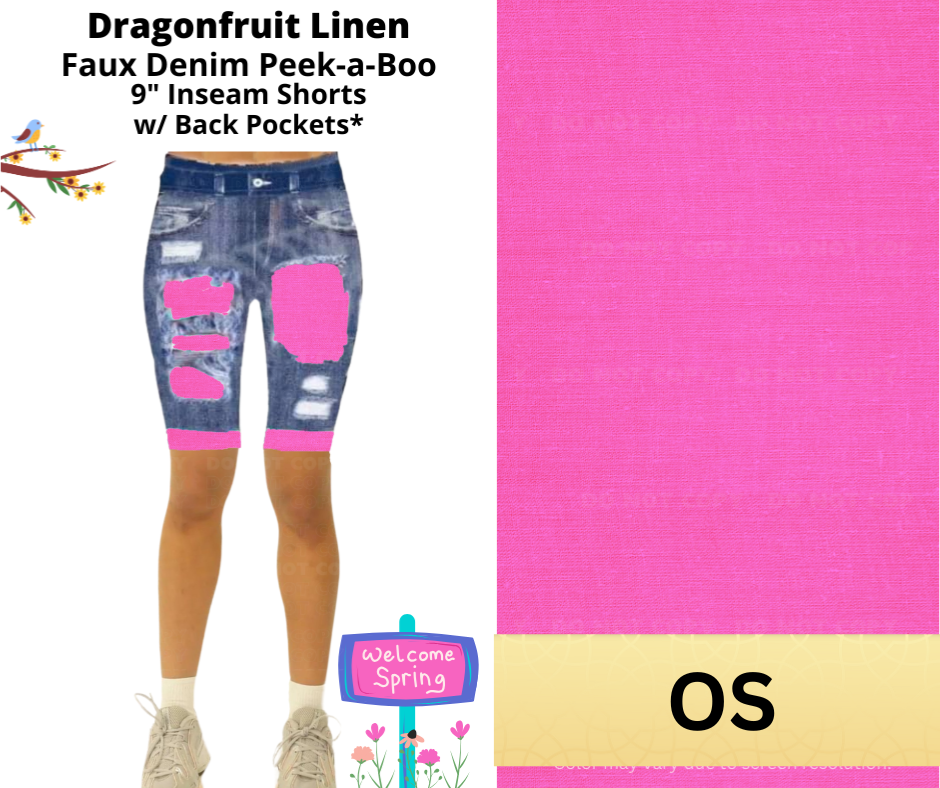 Dragonfruit Linen 9" Faux Denim Jamaica Shorts