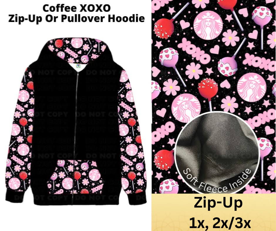 Coffee XOXO Zip-Up Hoodie