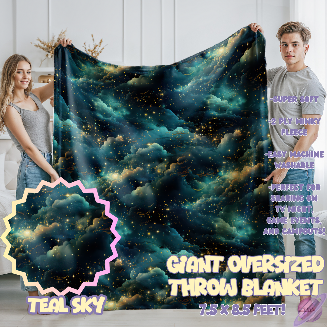 TEAL SKY- GIANT SHAREABLE THROW BLANKETS ROUND 12-PREORDER CLOSING 3/2