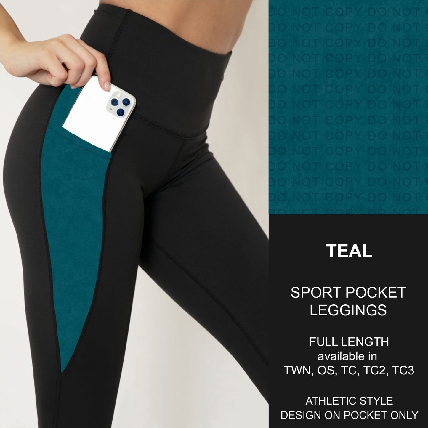 B280 - Preorder Teal Sport Pocket Leggings (Closes 3/22. ETA: late May)