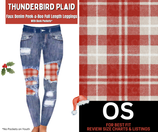 Thunderbird Plaid Faux Denim Full Length Peekaboo Leggings