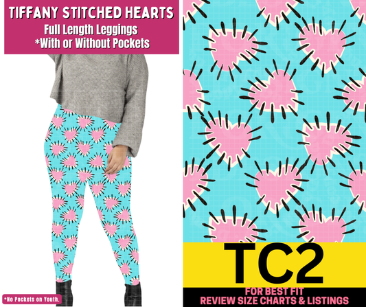 Tiffany Stitched Hearts Full Length Leggings w/ Pockets