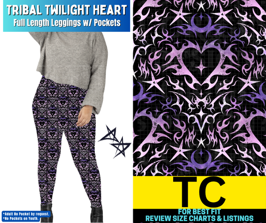 Tribal Twilight Heart Full Length Leggings w/ Pockets