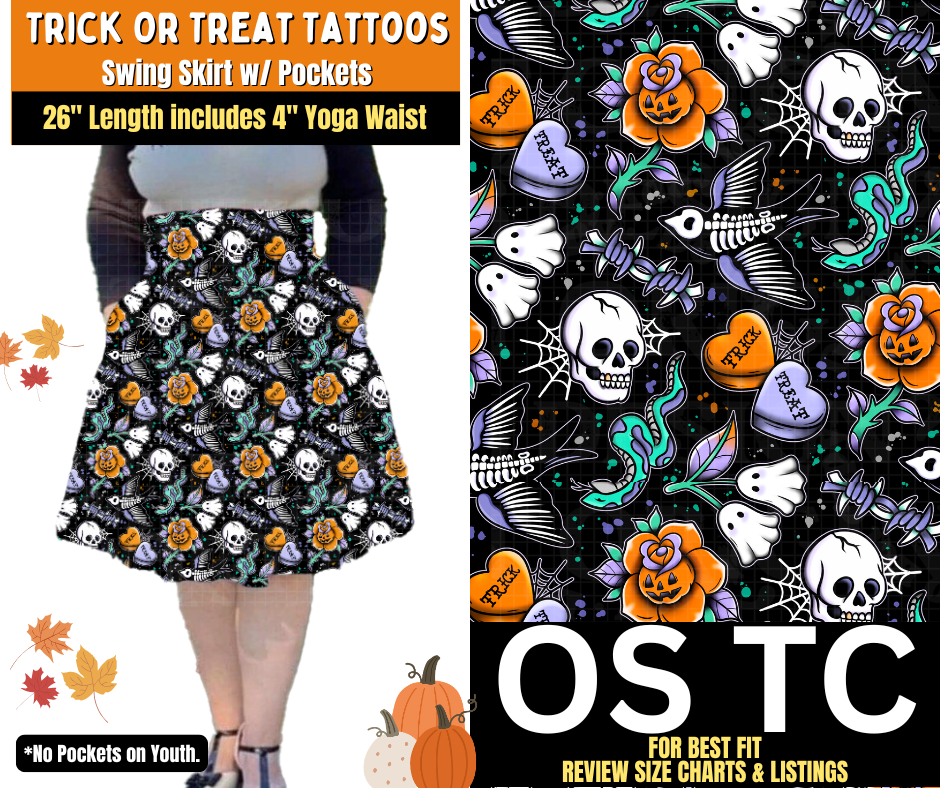 Trick Or Treat Tattoos Swing Skirt