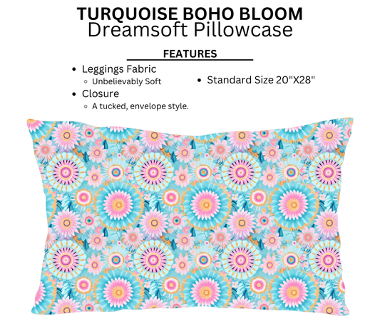Turquoise Boho Bloom Dreamsoft Pillowcase