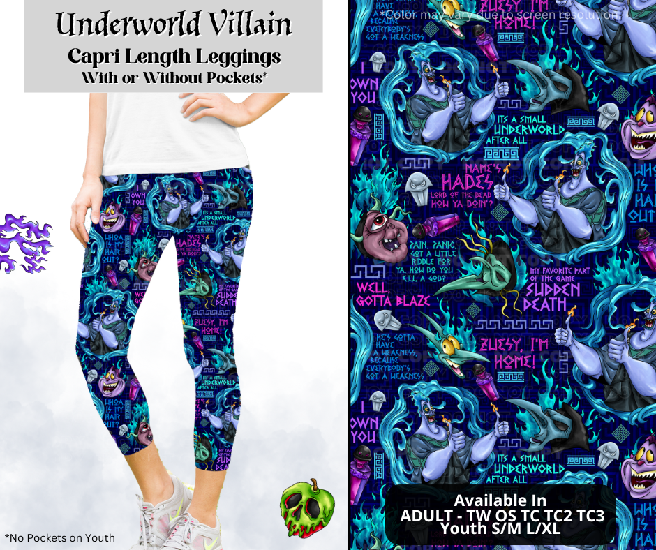 Preorder! Closes 3/28. ETA June. Underworld Villain Capri Length Leggings w/wo Pockets