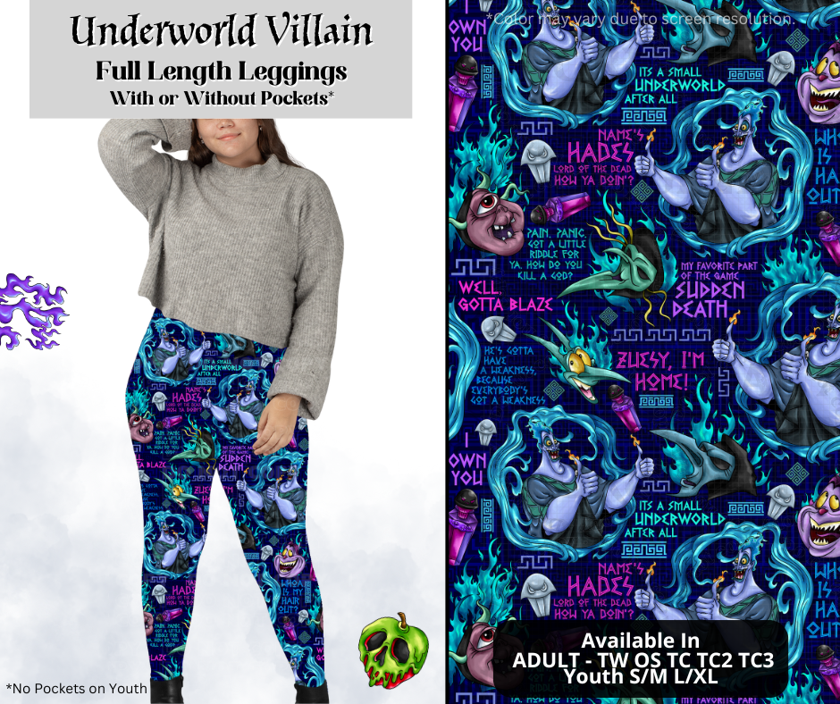 Preorder! Closes 3/28. ETA June. Underworld Villain Full Length Leggings w/wo Pockets