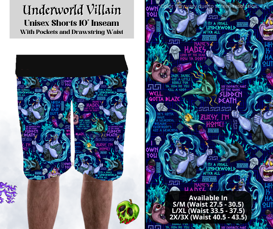 Preorder! Closes 3/28. ETA June. Underworld Villain Unisex Shorts