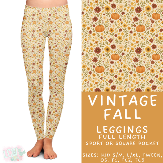 Ready to Ship - Vintage Fall Full Length Leggings - Square Pocket OS