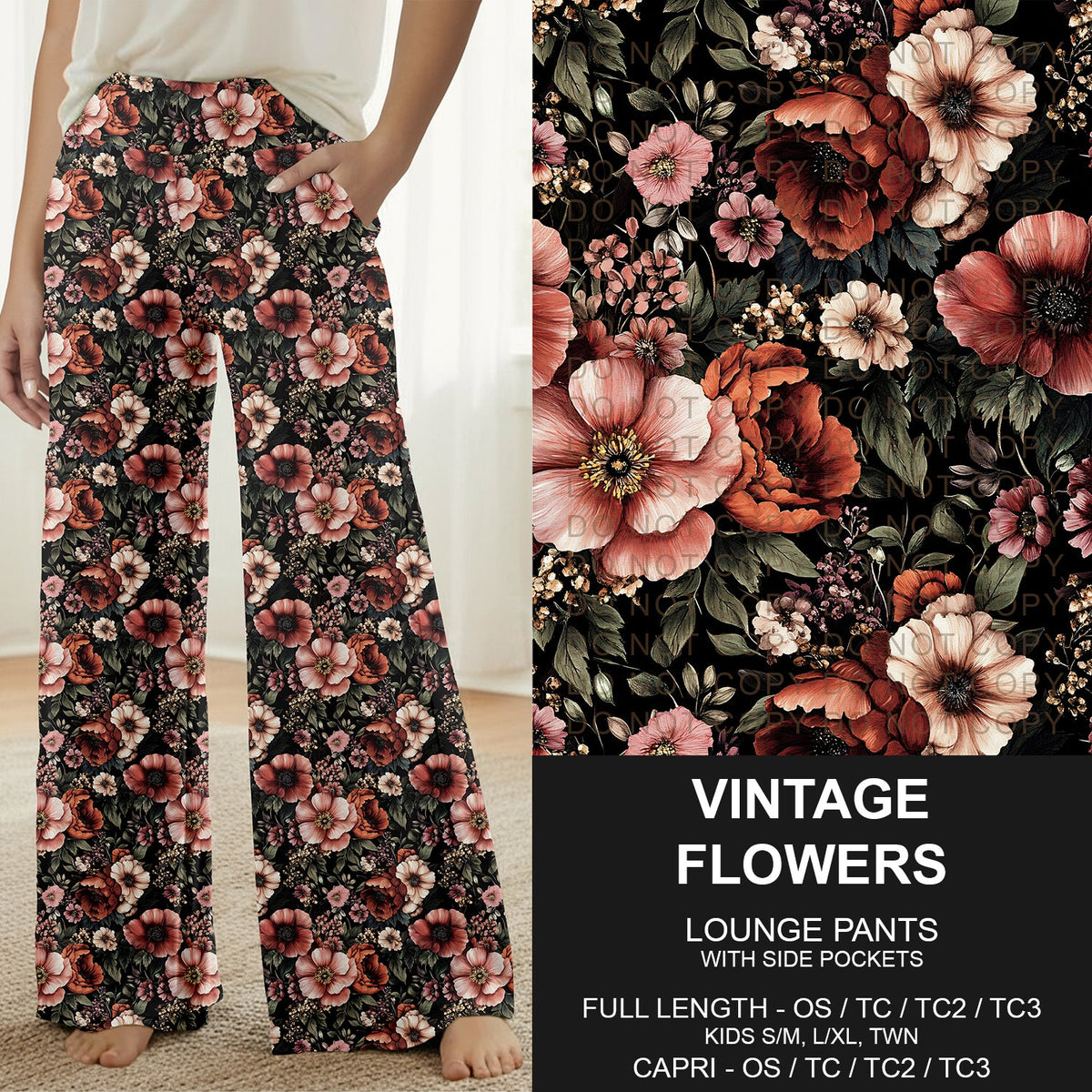B314 - Preorder Vintage Flowers Lounge Pants (Closes 9/27. ETA: late Nov.)