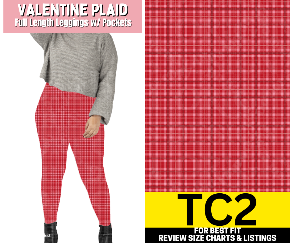 Valentine Plaid  Full Length Leggings w/ Pockets