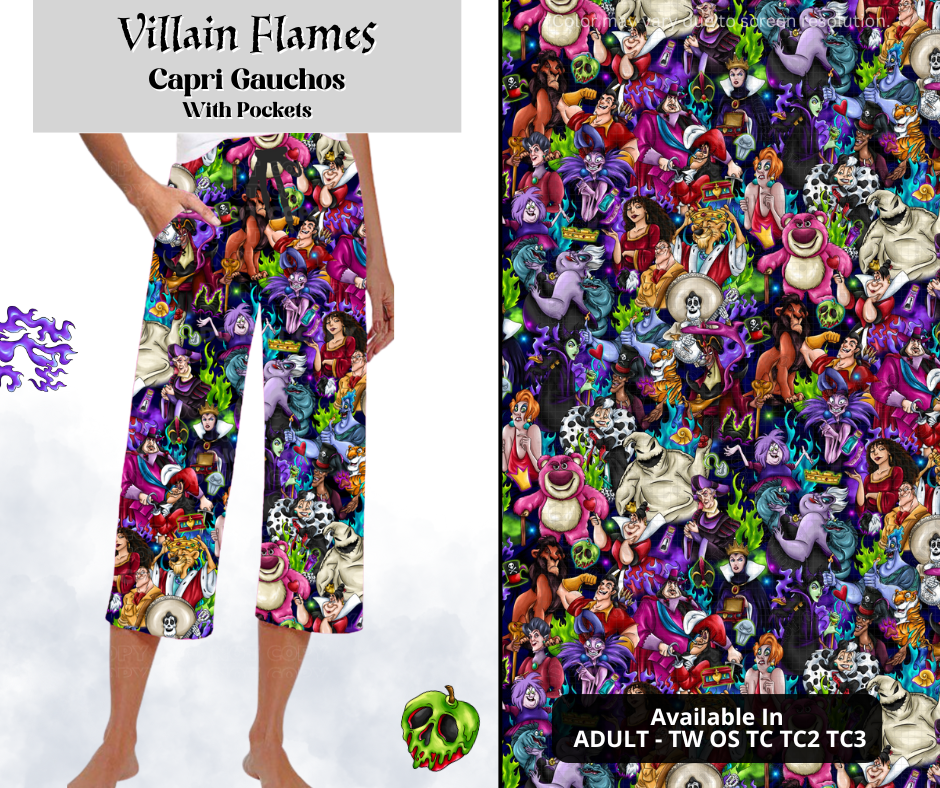 Preorder! Closes 3/28. ETA June. Villain Flames Capri Gauchos