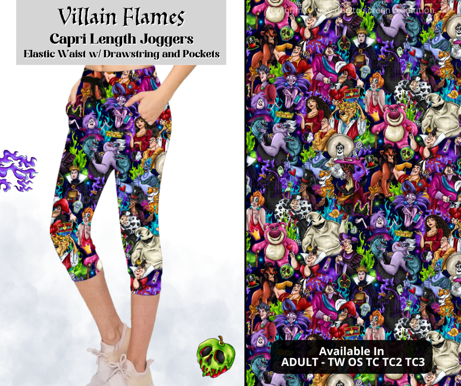 Preorder! Closes 3/28. ETA June. Villain Flames Jogger Capri