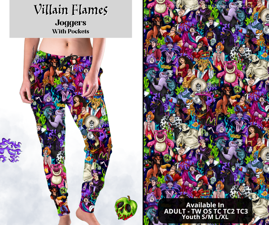 Preorder! Closes 3/28. ETA June. Villain Flames Joggers