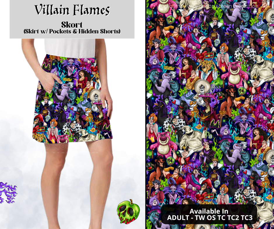 Preorder! Closes 3/28. ETA June. Villain Flames Skort