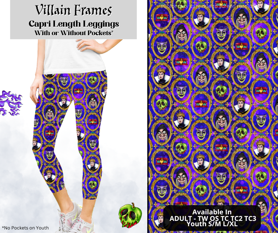 Preorder! Closes 3/28. ETA June. Villain Frames Capri Length Leggings w/wo Pockets