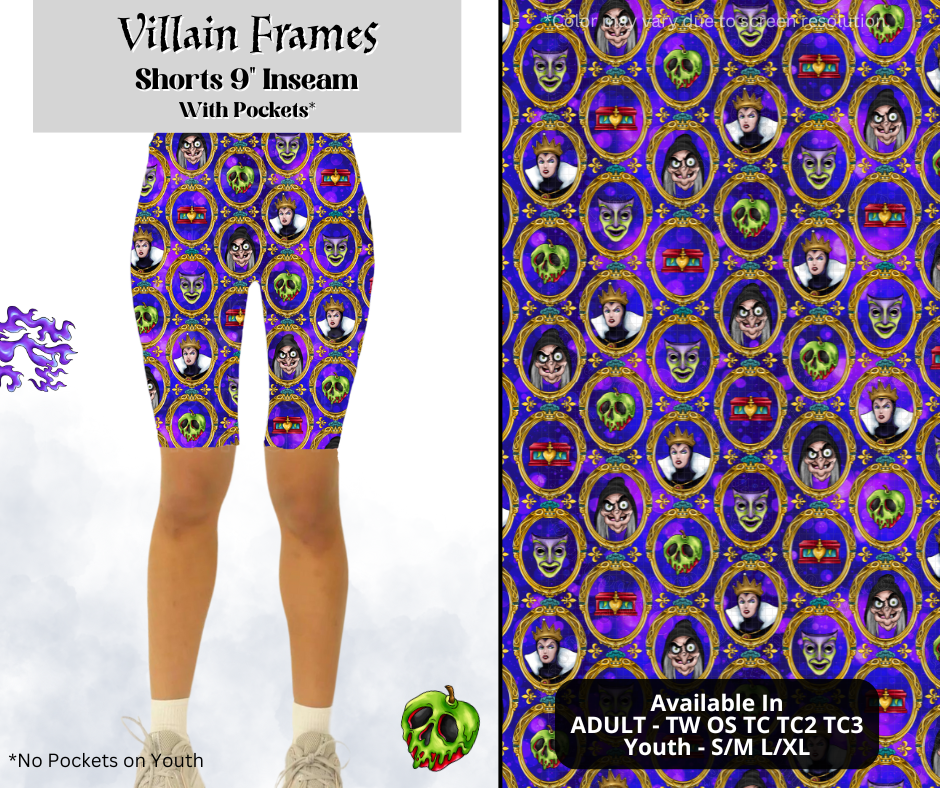 Preorder! Closes 3/28. ETA June. Villain Frames 9" Inseam Shorts w/wo Pockets