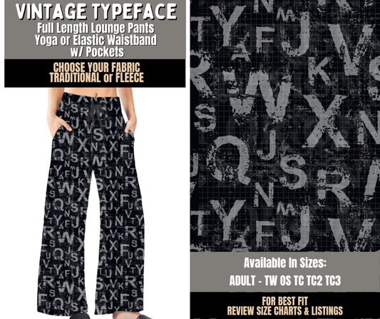 Preorder! Closes 10/28. ETA Jan. Vintage Typeface Lounge Pants Choose Fleece or Traditional