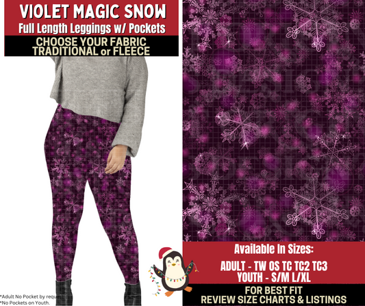 Preorder! Closes 9/4. ETA Dec. Violet Magic Snow Leggings Choose Fleece or Traditional